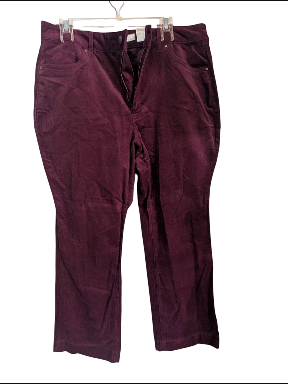 croft & barrow Womens Burgundy Corduroy Pants-18Short